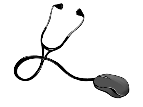 Health Information Technologist - a stethoscope that ends in a computer mouse